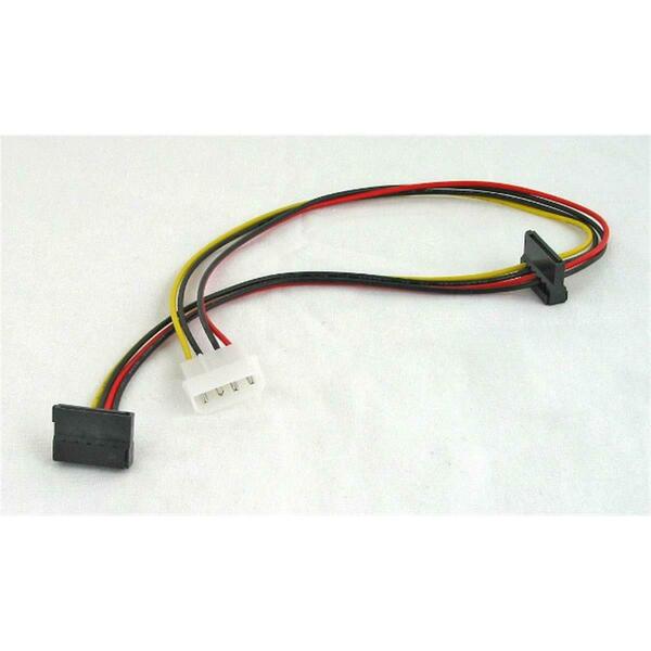 Works Molex 4-Pin To 2 x SATA 15-Pin Right Angle Power Cable Adapter- 21 in. Long 22-100-18
